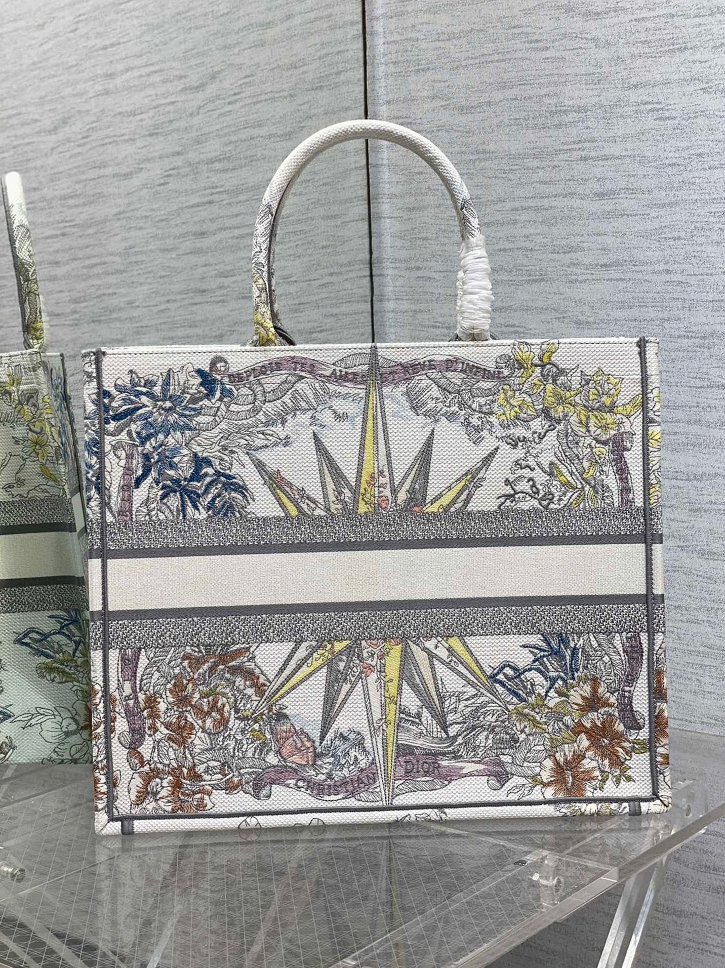 Dior Large Book Tote Bag Replica in Multicolor Rêve d Infini Embroidery angle 5