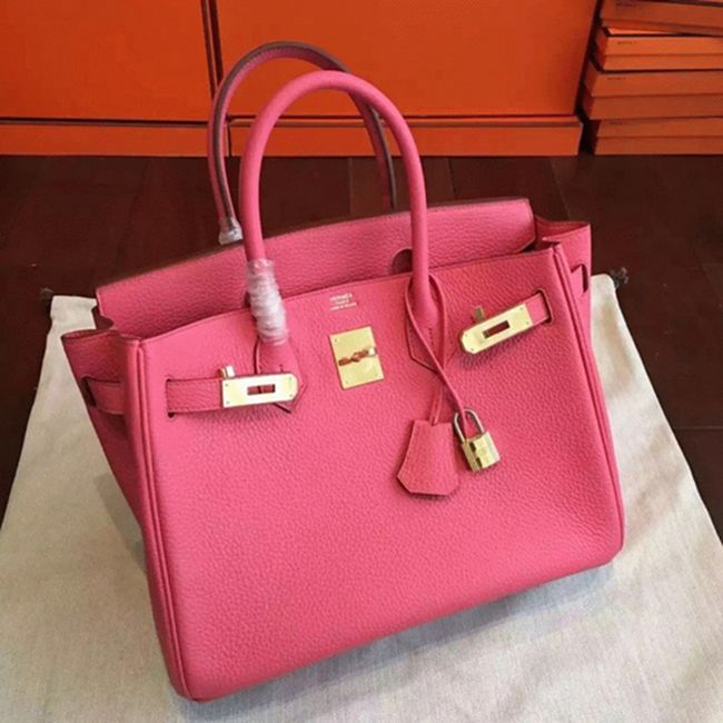 Rose Lipstick Colored Hermes Birkin 25cm Copy Bag angle 2