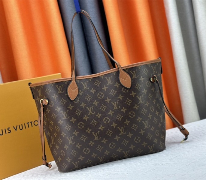 Louis Vuitton Neverfull Bandouliere Inside Out MM Tote In Monogram Canvas And Brown Leather angle 2