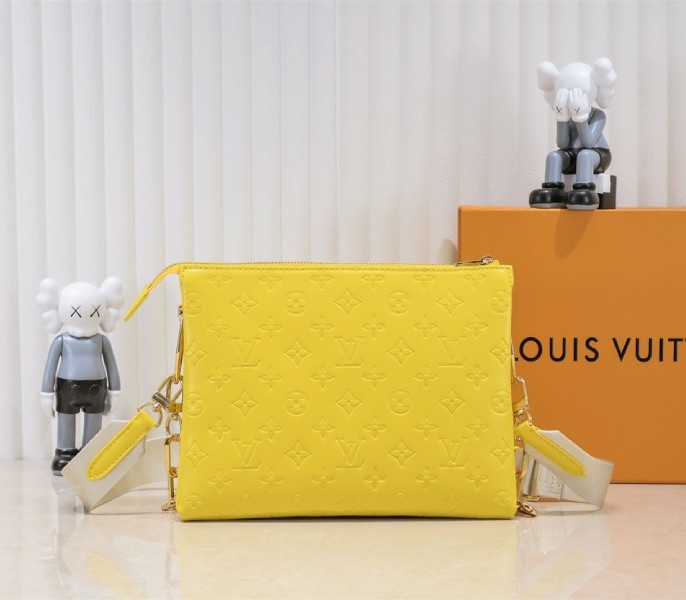Louis Vuitton Coussin PM Bag In Yellow With Jacquard Strap angle 2