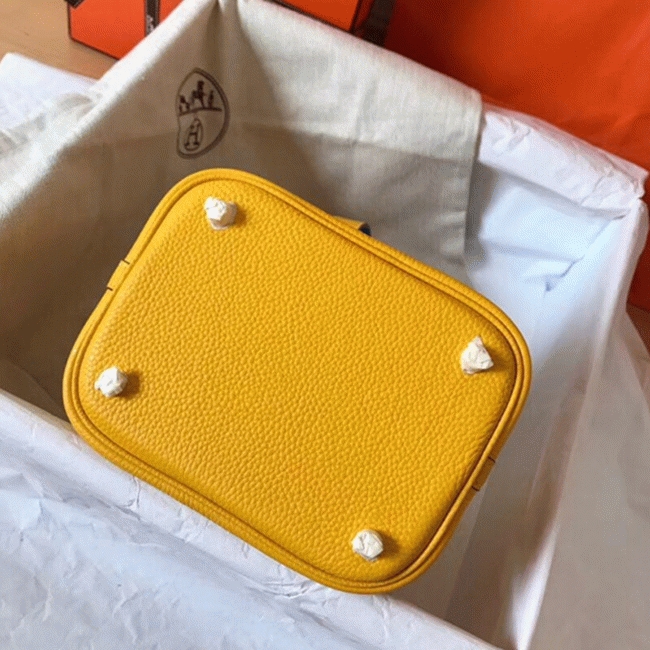 Yellow bicolor luxury copy Hermes Picotin Lock 18cm handbag angle 2
