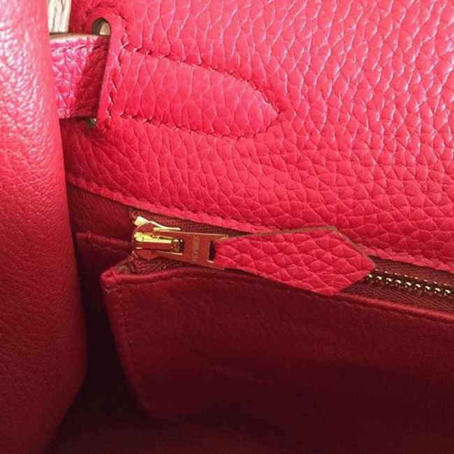 Red Clemence Hermes Kelly Retourne 28cm Replica Handbag angle 4
