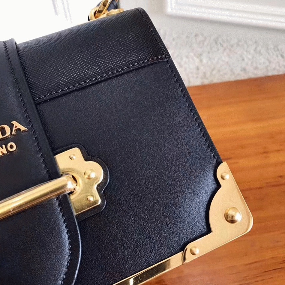 Black Prada Cahier Shoulder Bag Replica angle 4