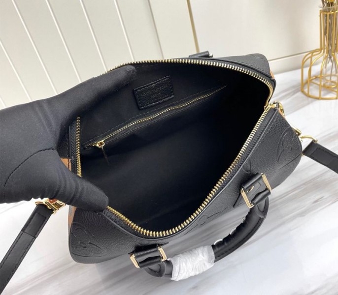 Louis Vuitton Monogram Empreinte Wild At Heart Speedy 25 Bandouliere Handbag In Black angle 5