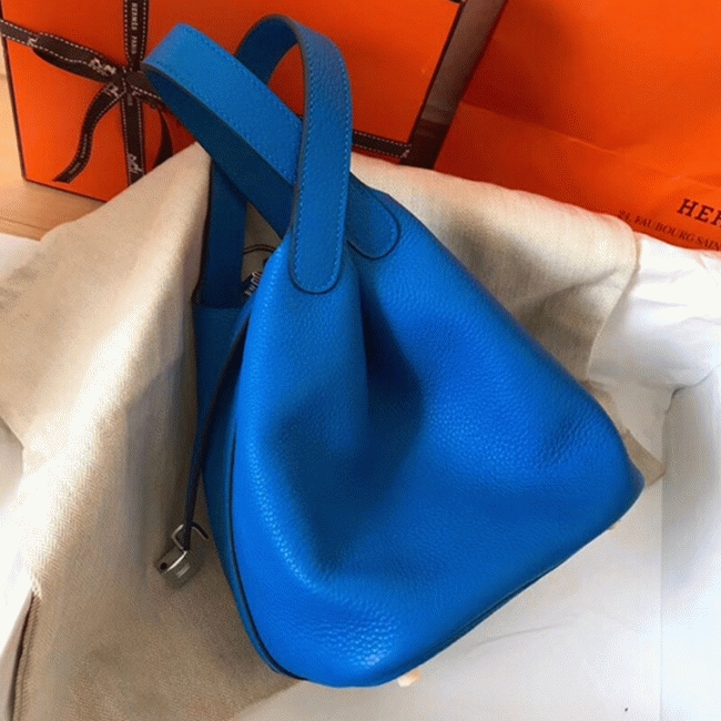 Top quality blue hydra fake Hermes Picotin Lock 22cm handbag angle 2