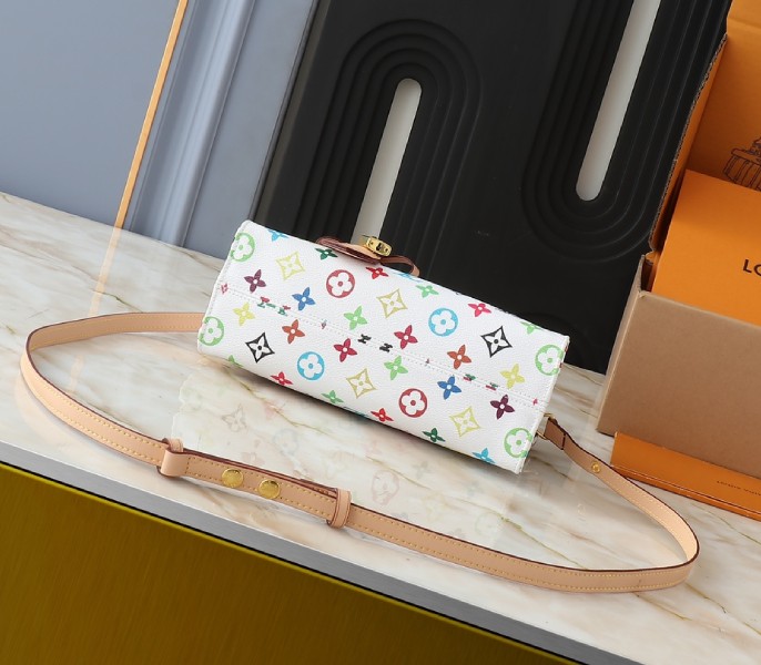 LV X TM Multicolored Onthego East West Chain In White angle 3