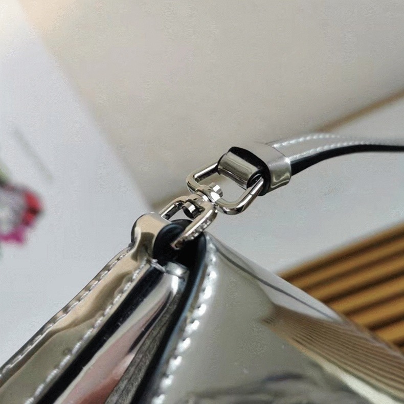 Silver Prada Cleo Flap Bag Knockoff angle 5