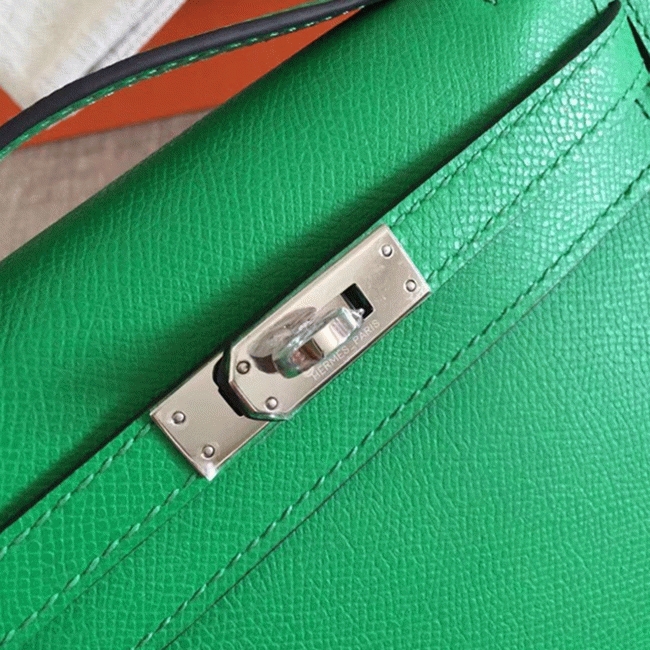Bamboo Epsom Knockoff Hermes Kelly Pochette Nature-Tone Bag angle 4