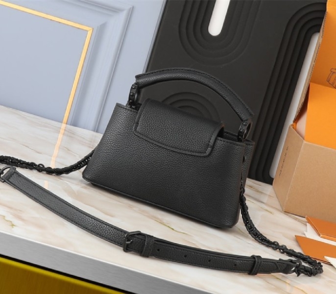 Louis Vuitton Capucines East-West Mini Handbag In All Black angle 2