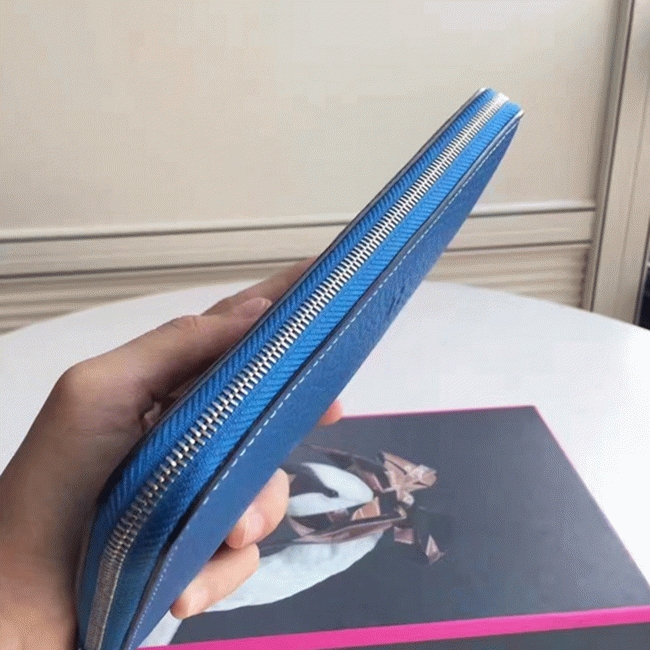 Blue Best Replica Hermes Wallet Azap Zipped angle 2