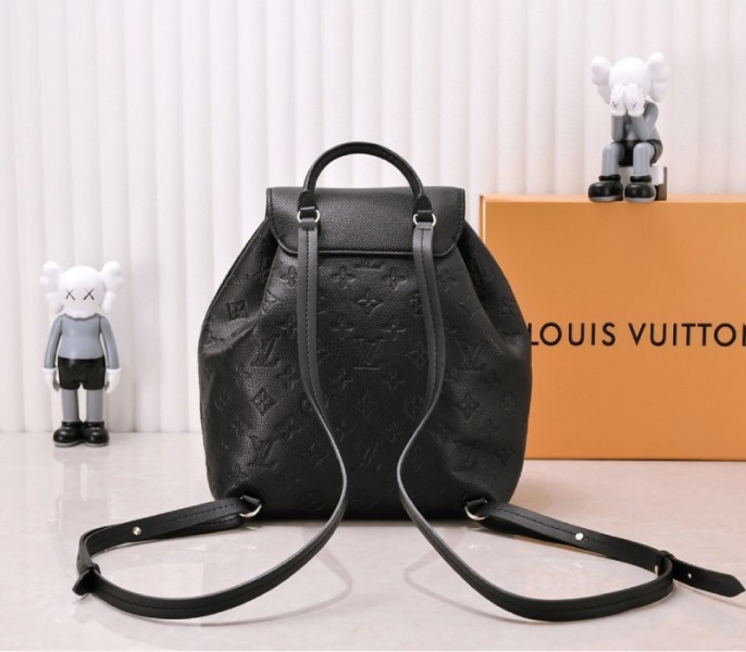 Louis Vuitton Monogram Empreinte Leather Montsouris PM Backpack In Black angle 3