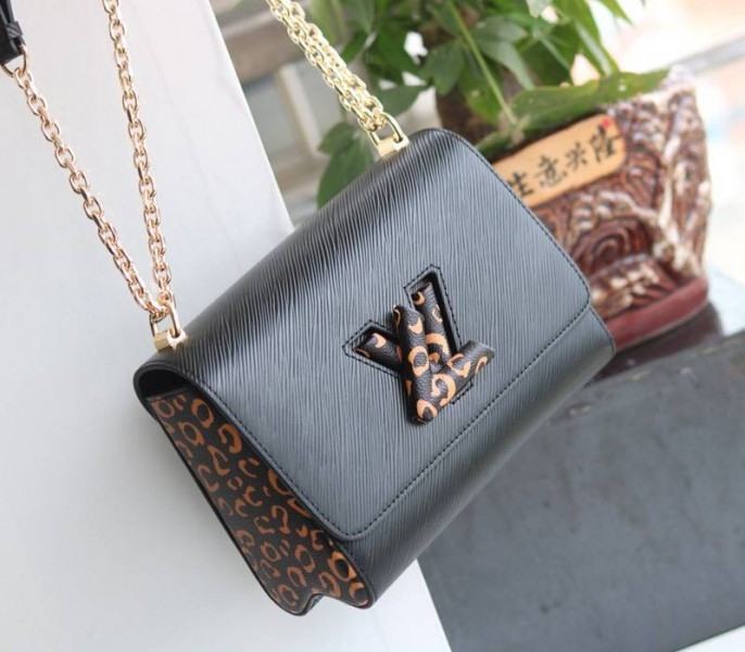 Louis Vuitton Epi Leather Jungle Edition Twist MM Bag In Black angle 2