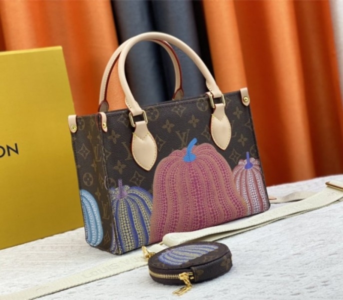 Louis Vuitton X YK Monogram Canvas Onthego PM Tote In Pumpkin angle 2