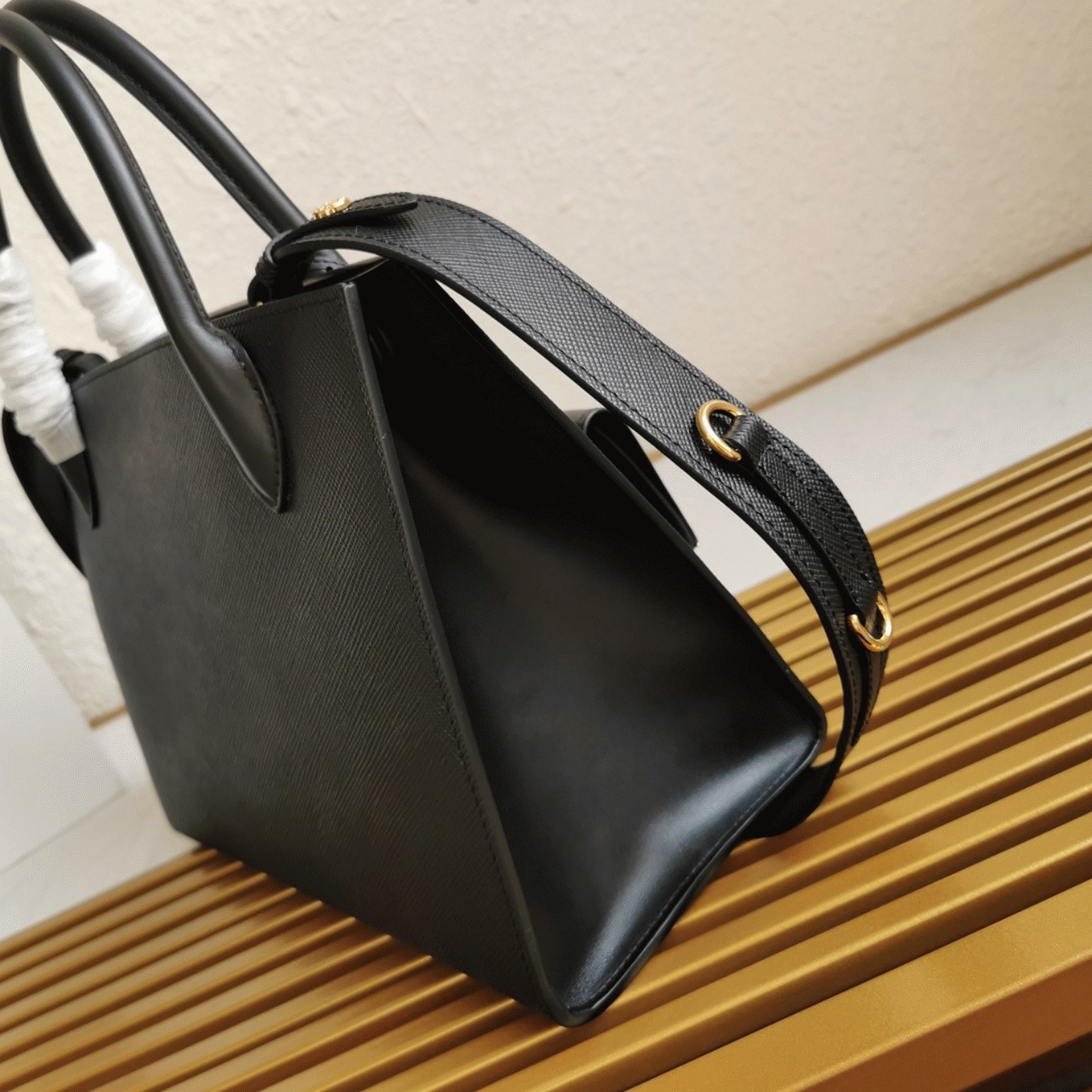 Prada Monochrome Medium Bag Knockoff in Black angle 4