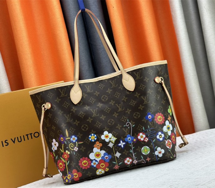 Louis Vuitton X TM Monogram Canvas Neverfull MM angle 2