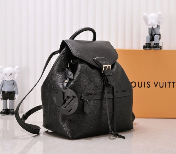 Louis Vuitton Monogram Empreinte Leather Montsouris PM Backpack In Black angle 2