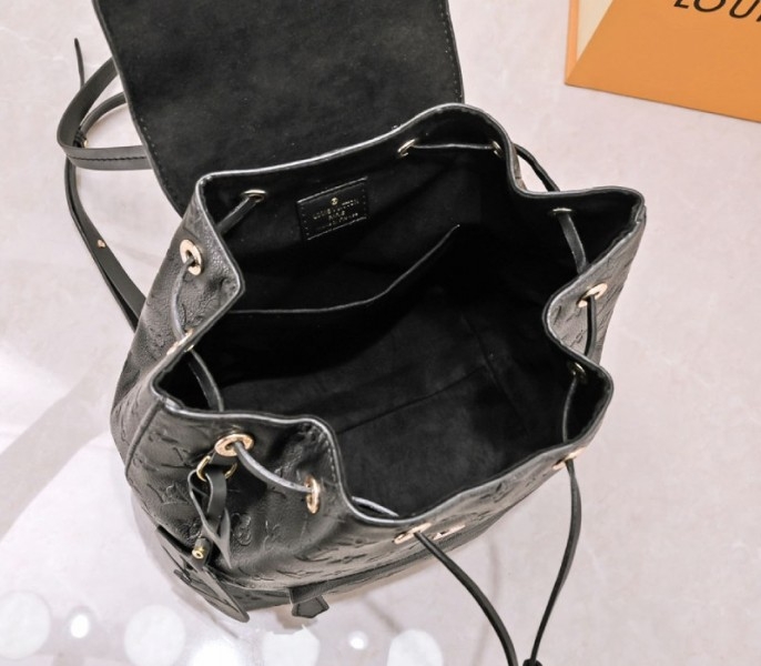 Louis Vuitton Monogram Empreinte Leather Montsouris PM Backpack In Black angle 5