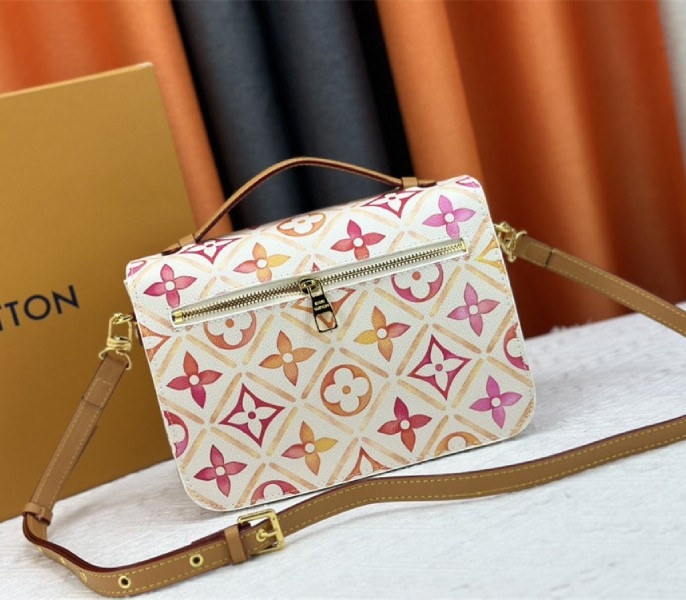 Louis Vuitton LV By The Pool Monogram Tiles Canvas Metis Handbag In Coral angle 3