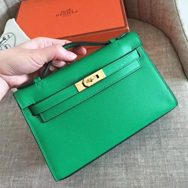Bamboo Epsom Knockoff Hermes Kelly Pochette Nature-Tone Bag