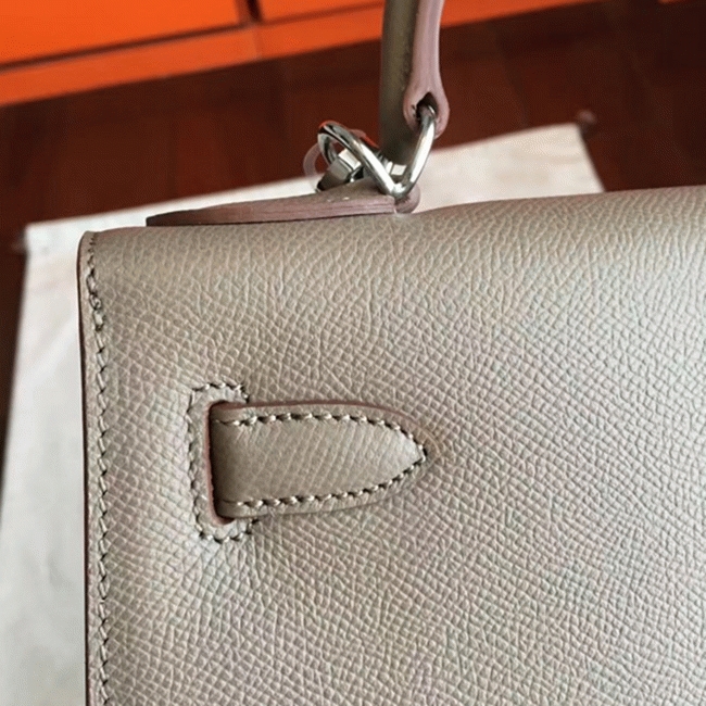 Etoupe Epsom Replica Luxury Hermes Kelly 32cm Sellier Elegant Tote angle 5