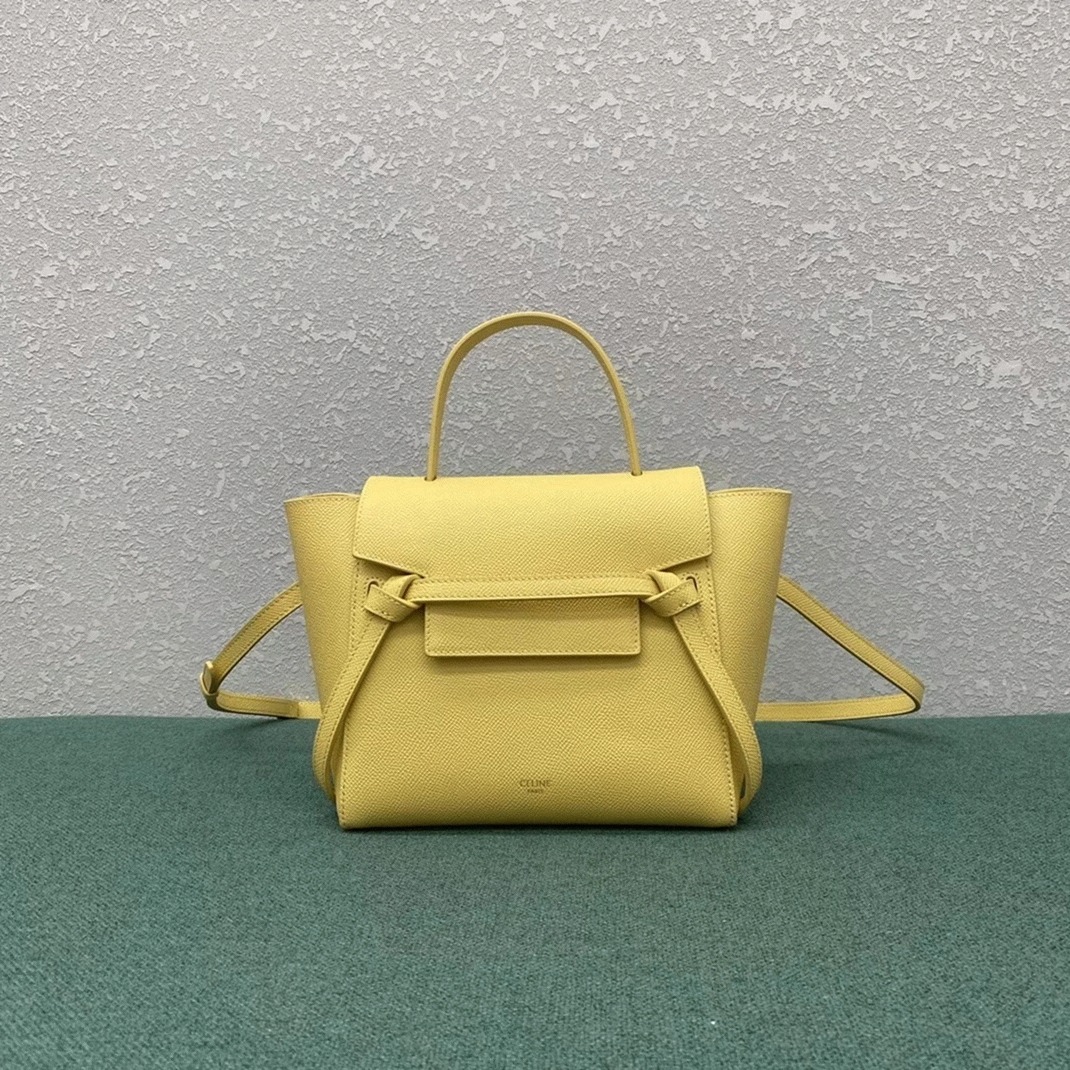 Celine Belt Nano Bag Fake in Yellow angle 5