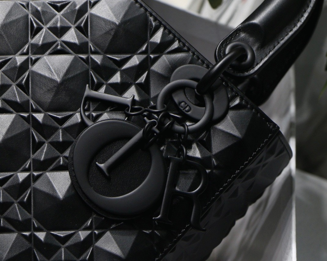 Dior Small Lady Dior My ABCDior Bag Fake in Black Calfskin with Diamond Motif angle 4
