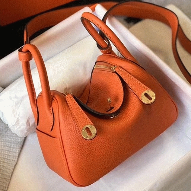 Replica Hermes Lindy Mini handbag in orange color