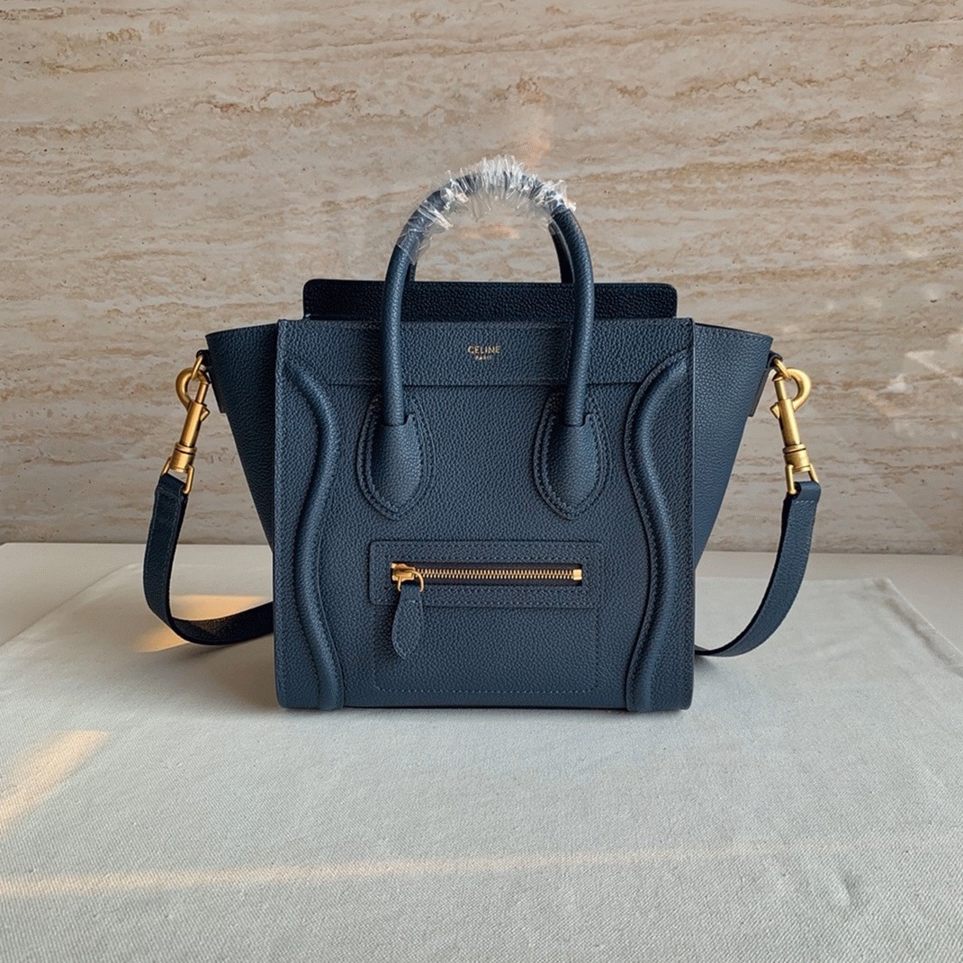 Celine Nano Luggage Tote Bag Imitation in Navy Blue angle 4
