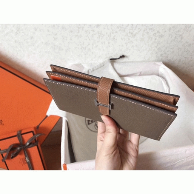 Taupe Brown Luxury Replica 1:1 Hermes Bearn Wallet angle 4