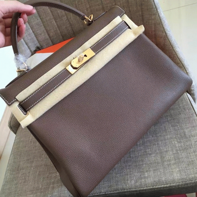 Etoupe Clemence Copy Top Quality Hermes Kelly Retourne 32cm Bag
