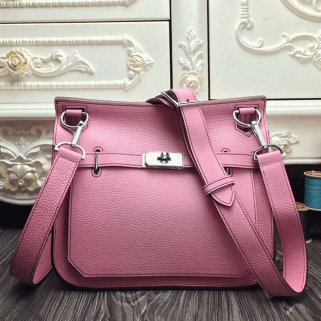 Pink fake luxury Hermes Jypsiere 31cm handbag