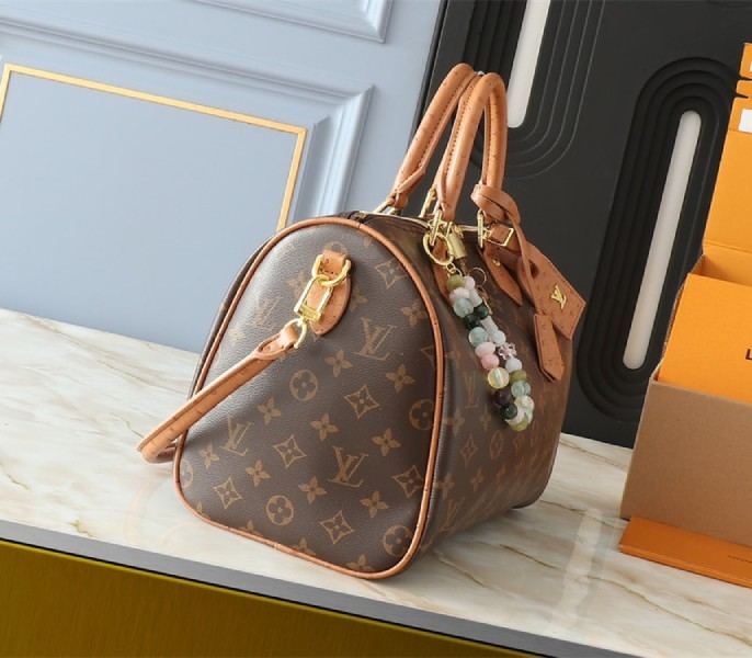 Louis Vuitton Monogram Canvas Soft Speedy 30 Boho Handbag In Tan angle 3