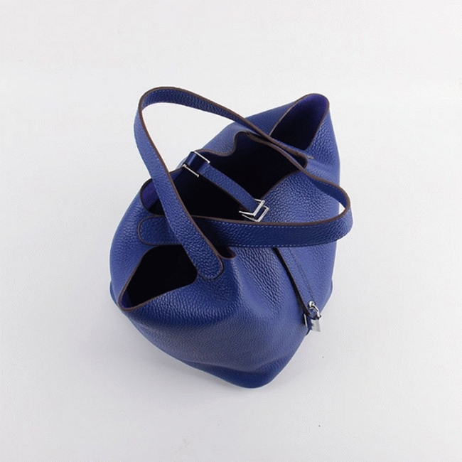 Electric blue imitation AAA Hermes Picotin Lock handbag angle 2