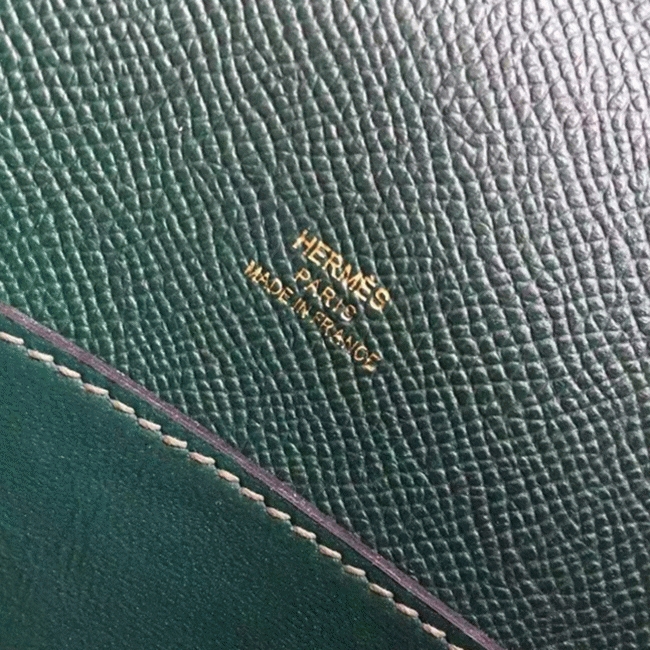 Malachite Epsom AAA Replica Hermes Kelly Pochette Green Toned Purse angle 5