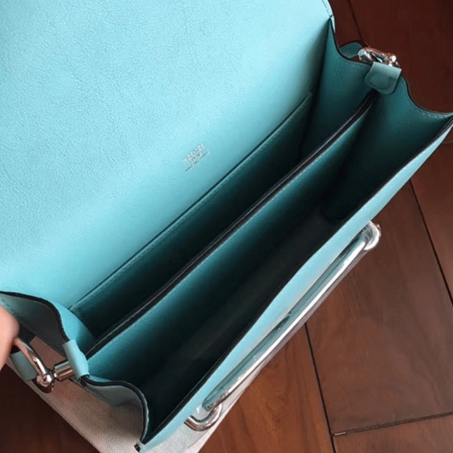 Blue atoll fake Hermes Mini Sac Roulis handbag angle 4