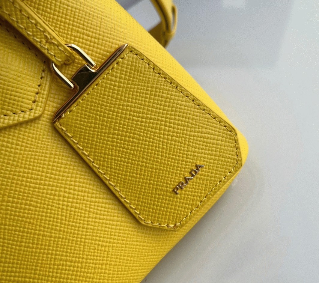 Yellow Prada Double Mini Bag Fake angle 4