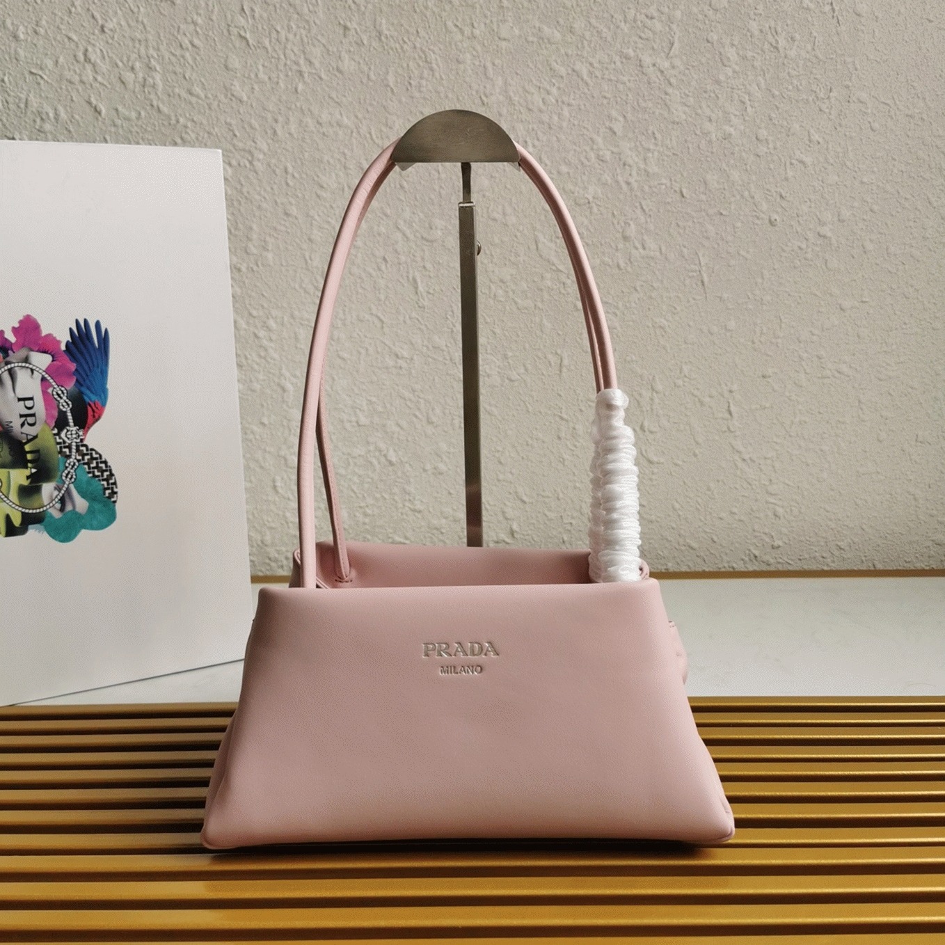 Prada Supernova Small Shoulder Bag Fake in Pink angle 3