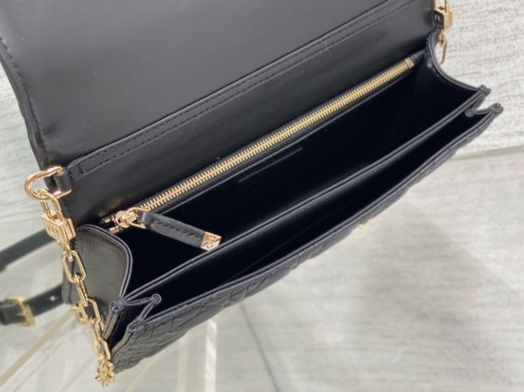 Dior Miss Dior Top Handle Bag Fake in Black Cannage Lambskin angle 3