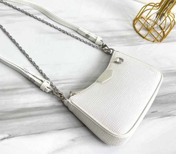Louis Vuitton Epi Leather Easy Pouch On Strap In Quartz White angle 4