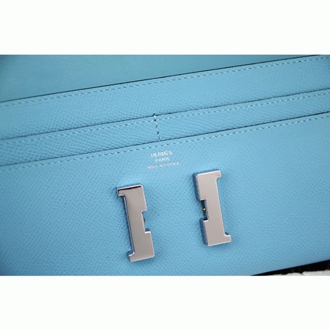Light blue fake Hermes Constance wallet angle 5