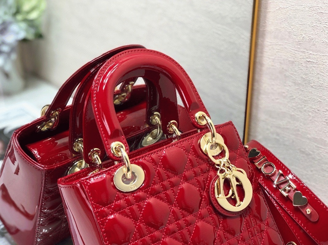 Dior Small Lady Dior My ABCDior Bag Fake in Red angle 5