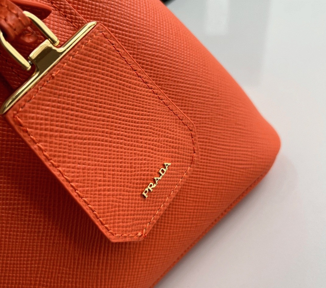Orange Prada Double Mini Bag Knockoff angle 5