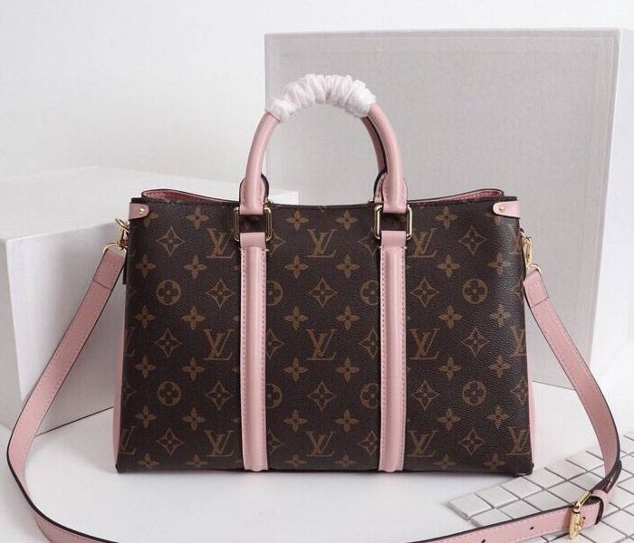 Louis Vuitton Monogram Canvas Soufflot MM Bag In Peach angle 3