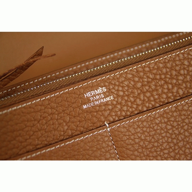 Brown best replica Hermes Dogon combine wallet angle 4