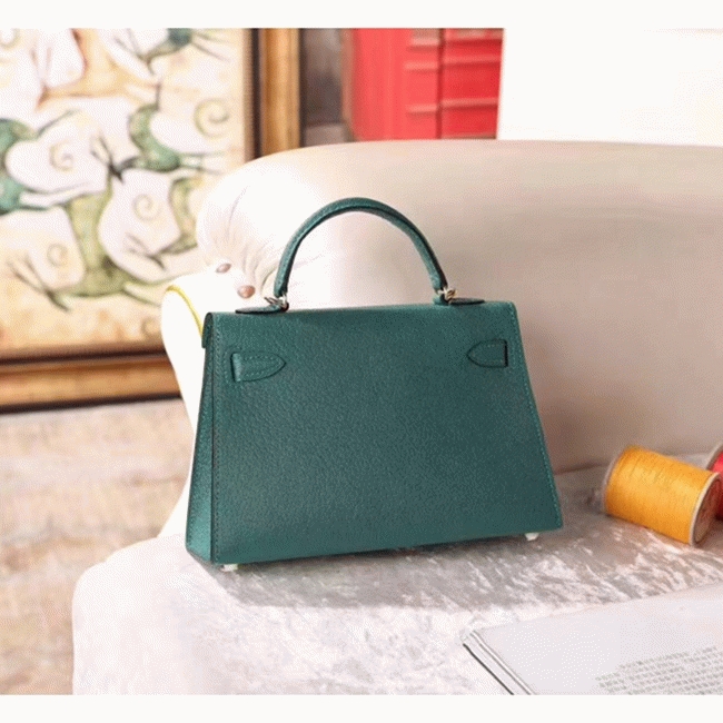 Malachite Chevre Replica Luxury Hermes Kelly 20cm Bag angle 2