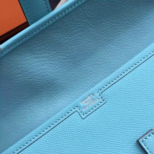 Celeste Epsom Fake Hermes Jige Elan 29 Sleek Clutch Bag angle 3
