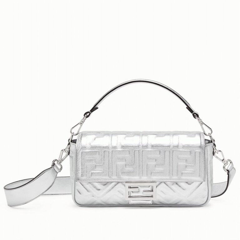 Top Quality Fendi Medium Baguette Bag In Silver FF