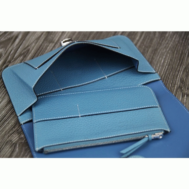 Jean blue replica Hermes Dogon combine wallet angle 3