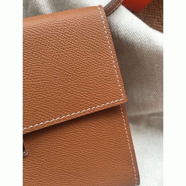 Brown perfect fake Hermes Clic wallet with strap angle 2
