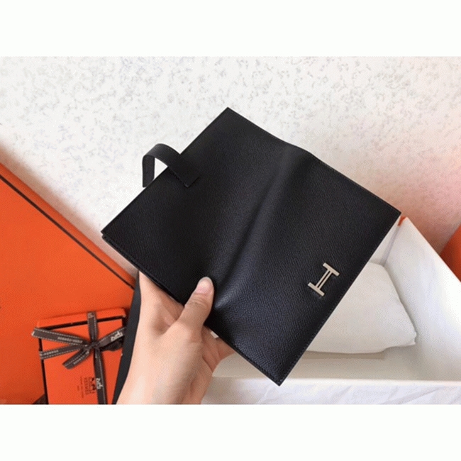Black Epsom Copy Designer Hermes Bearn Wallet angle 3